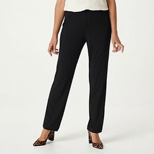 Susan Graver Black Straight Leg Liquid Knit Slacks Medium